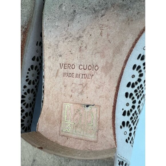 Sundance Catalog Dahlia Cutout Laser Design Floral Flats Ivory Boho Size 38 US 8 - Picture 14 of 16